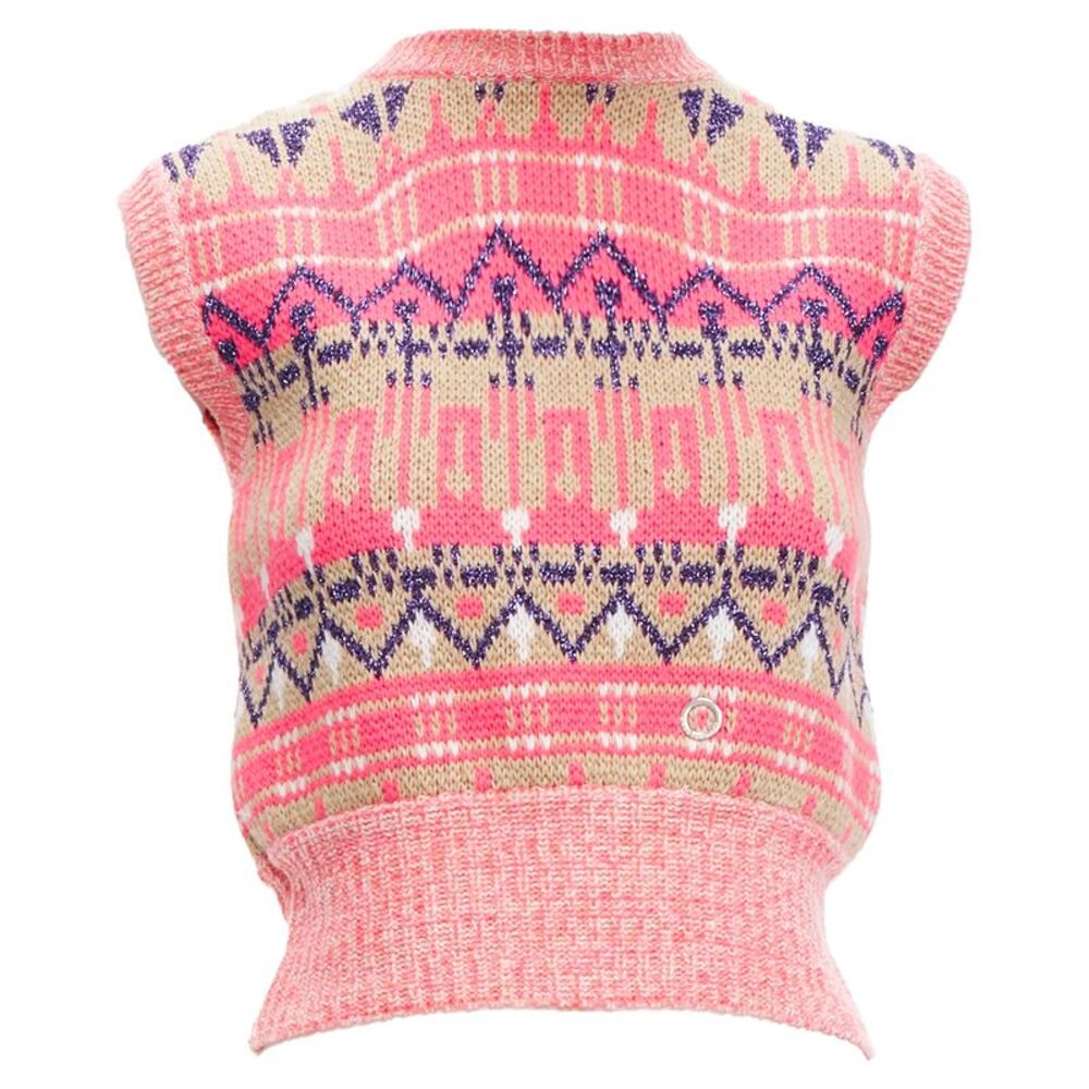 Paco Rabanne Lurex Wool Graphic Knit Vest